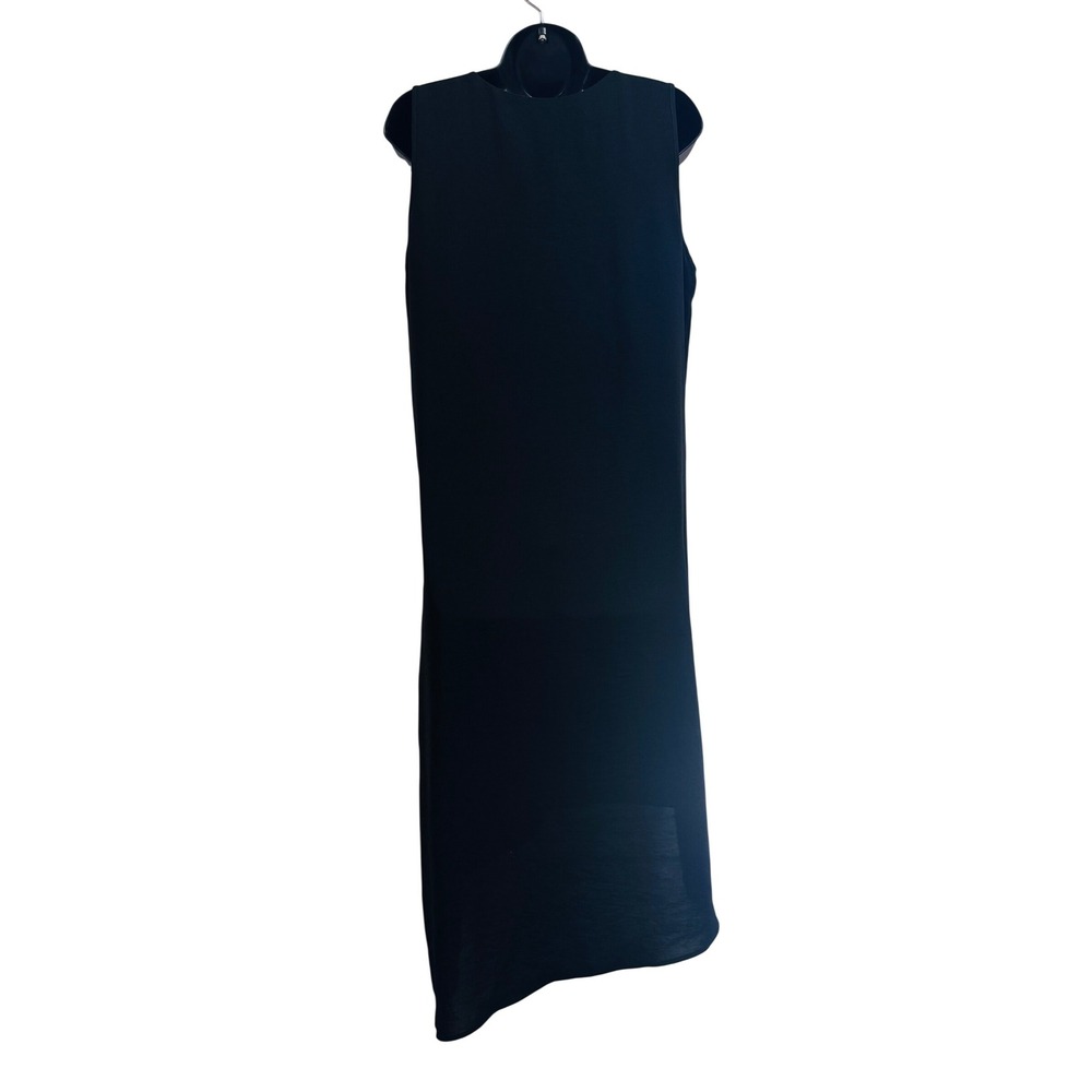 White House Black Market Black Asymmetric Drape Front Midi Dress Womens Size 10 - Picture 3 of 5